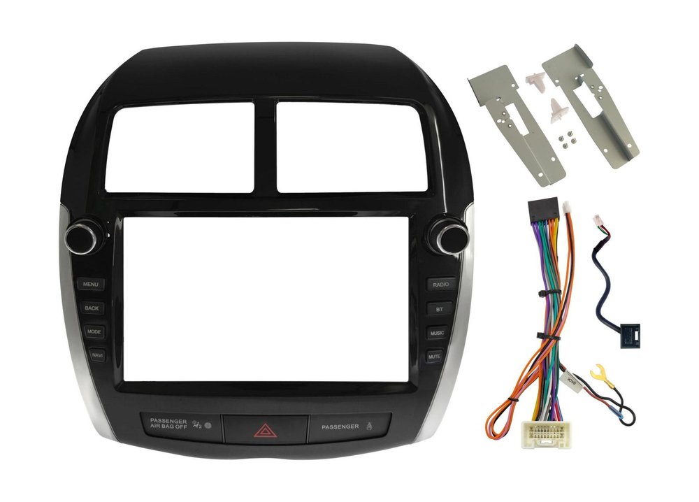 Комплект рамки с разъёмами 9" Mitsubishi ASX, RVR, Peugeot 4008, Citroen C4 Aircross 2010 - 2016 для авто без Rockford (с кнопками) - Car-Smart 7064K9