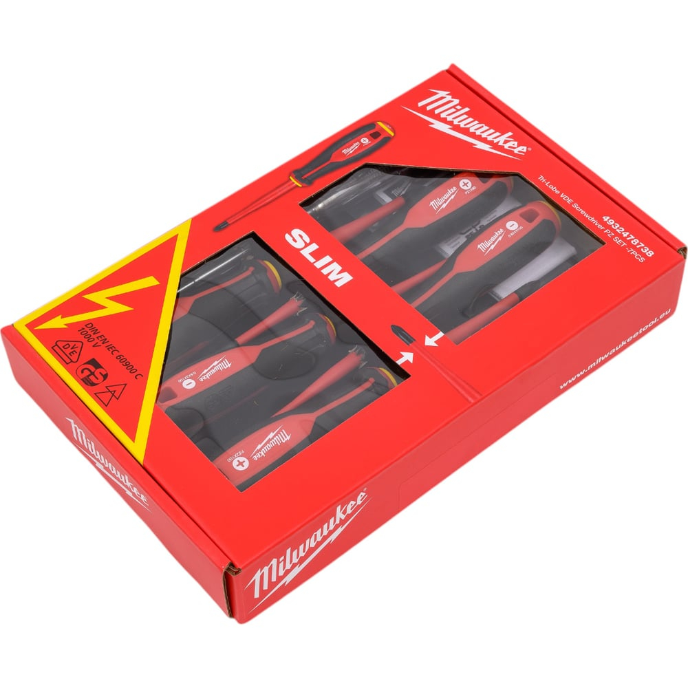 Набор трехгранных отверток VDE SL/PZ/PH + тестер напряжения - 7 ед. Milwaukee 4932478738