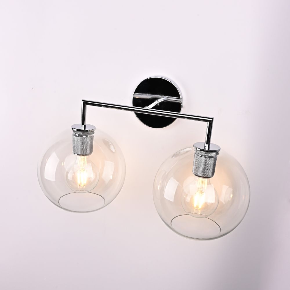 Бра Rh Utilitaire Globe Shade Double Sconce Silver By Imperiumloft