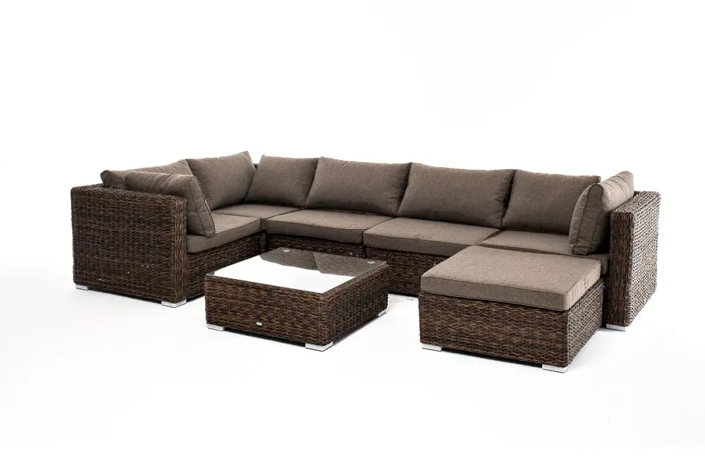 "Лунго" трансформирующаяся лаунж-зона из искусственного ротанга (гиацинт), цвет коричневый