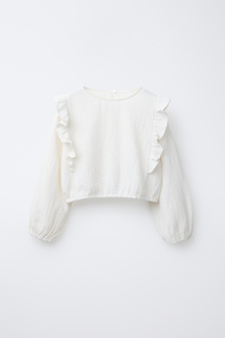 ZARA БЛУЗА ИЗ РЕЛЬЕФНОЙ ТКАНИ, ЭКРЮ