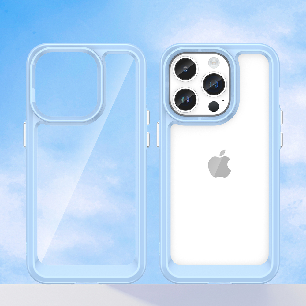 Чехол с усиленными боковыми рамками синего цвета для iPhone 14 Pro Max, двухкомпонентный