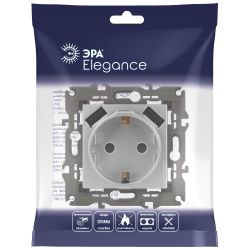 14-4109-03 ЭРА Розетка 2P+E 16A-250В, штор. с 2xUSB 5В-3А, Эра Elegance, алюминий | Elegance Алюминий