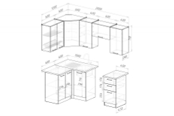 Кухонный гарнитур Альба оптима 5 1200х2000 мм, каркас ЛДСП, фасад ЛДСП, Белый/Дуб браун/Мокко