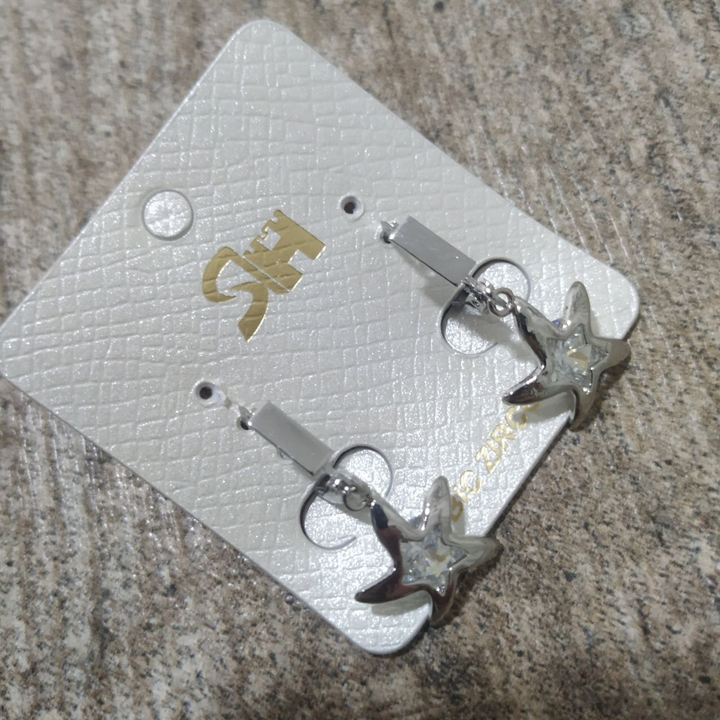 Серьги на англ.заст (квадрат) Cubic Zirconia кристалл в морской звезде цвет прозрачный металл серебристый