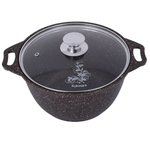 Кастрюля 3л «Мраморная»(кофейный мрамор) со стеклянной крышкой кмк32а