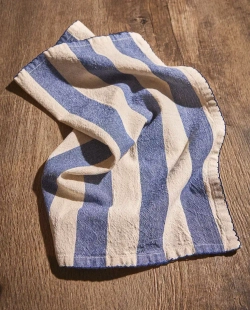 ZARA HOME ХЛОПКОВАЯ САЛФЕТКА В ПОЛОСКУ (НАБОР ИЗ 2 ШТ.), ЭКРЮ/СИНИЙ