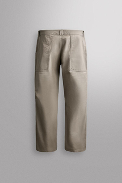ZARA БРЮКИ TAPERED FIT ДЛЯ СКАЛОЛАЗАНИЯ, ЦВЕТ СЛОНОВОЙ КОСТИ