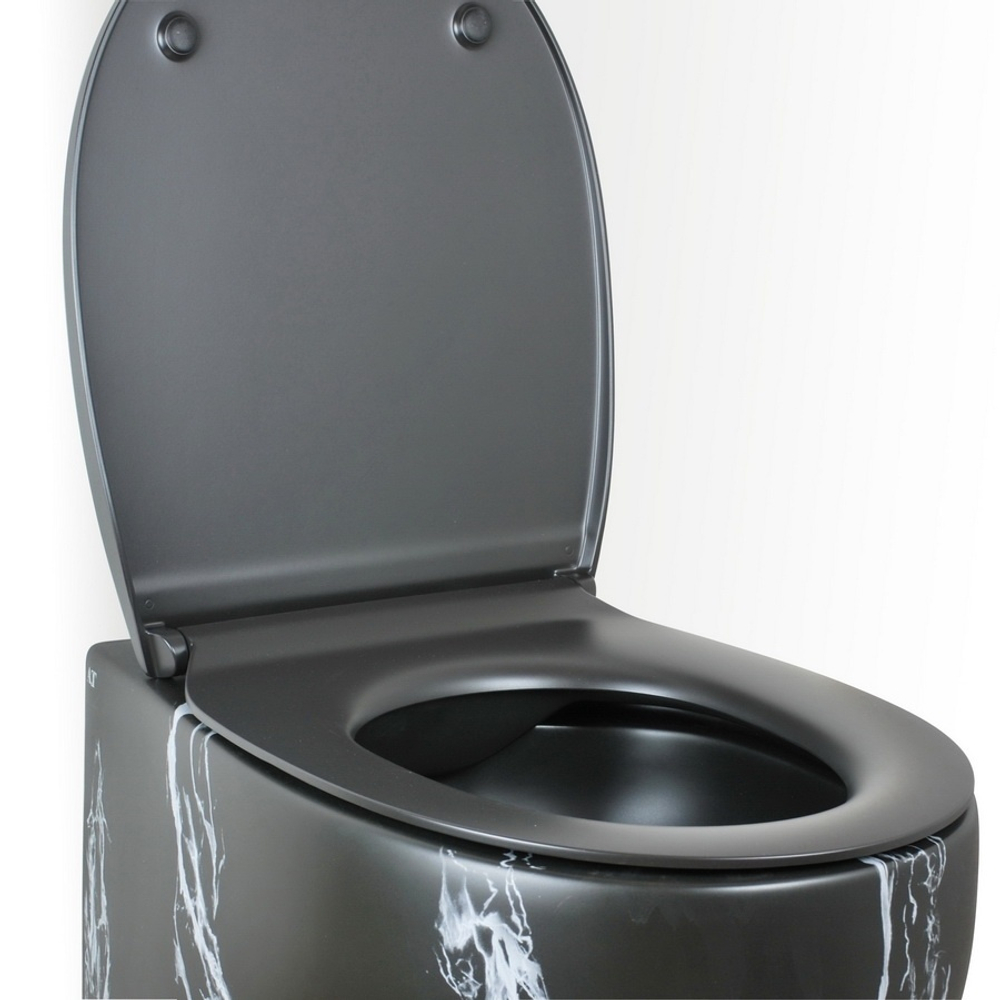 Унитаз подвесной AeT Dot 2.0, с креплениями, цвет черный матовый с эффектом мрамора