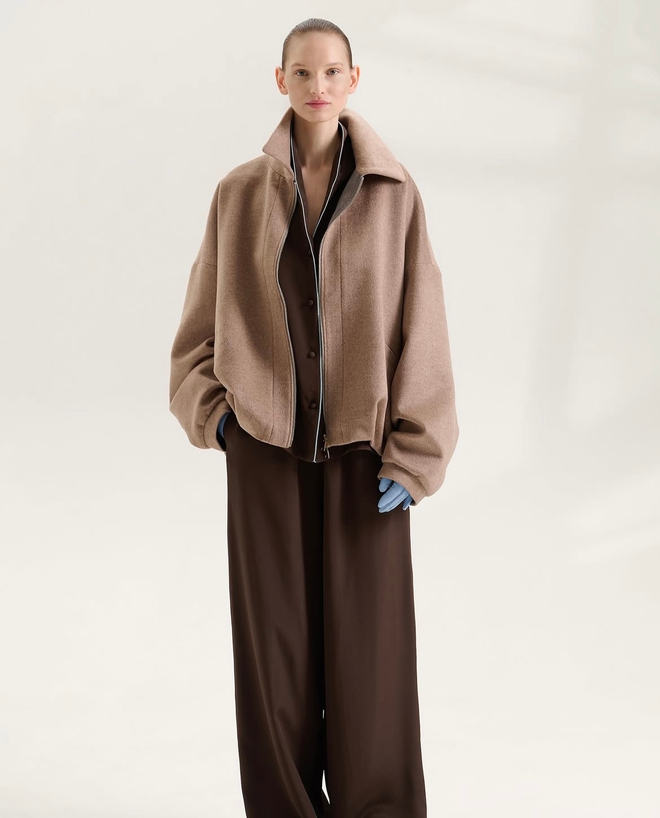 Бомбер-пальто из альпаки