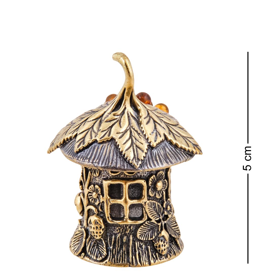 AM-3773 Колокольчик «Домик Гнома» (латунь, янтарь)