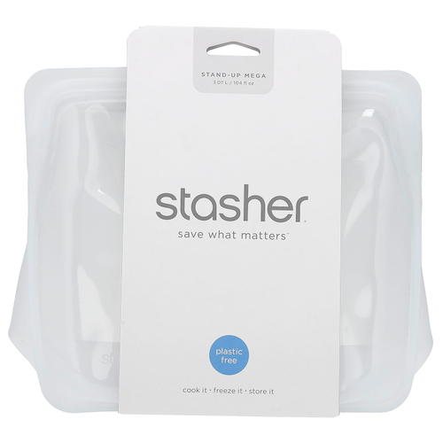 Stasher, Stand-Up Mega, силиконовый пакет для хранения, прозрачный, 3,07 л (104 жидк. унц.)