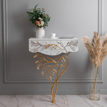 Консоль Oliva Branch (Олива Бранч) Айс Мраморное золото