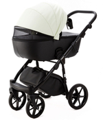 Детская коляска Adamex Nola Deluxe 2 в 1 N-SD104 (КРЕМОВАЯ КОЖА + ЧЕРН.КОЖА)