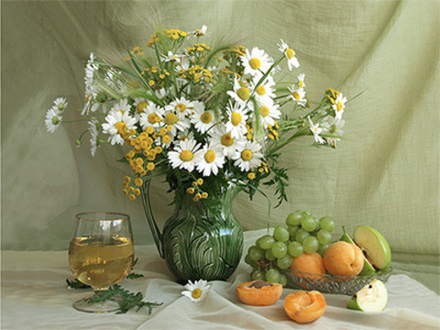 Основа с рисунком   для вышивания лентами "Один день в августе"