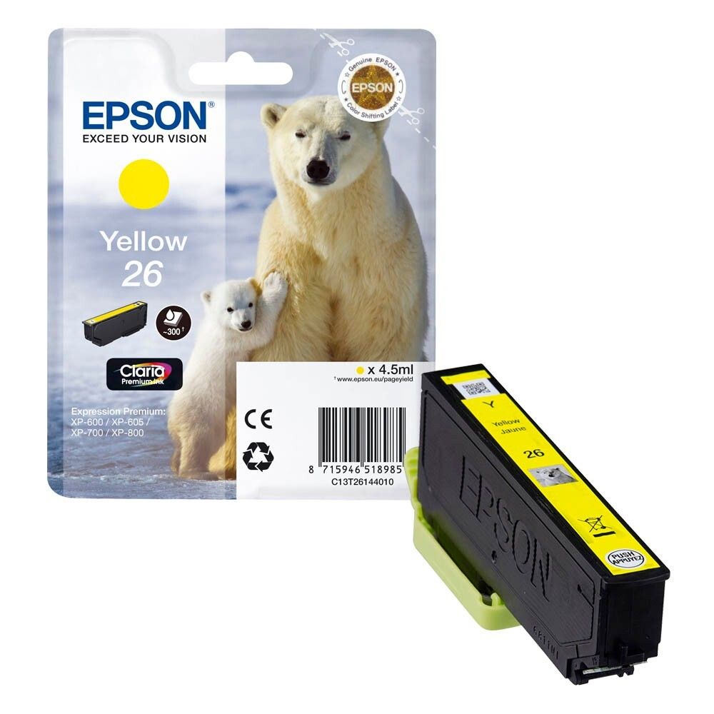 Картридж EPSON 26 желтый для XP-600/XP-700/XP-800