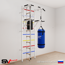 Шведская стенка Sv Sport 5751 (Турник стандарт/Брусья/Канат/Лестница/Цепь/Мешок 15кг)