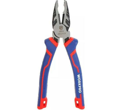 Пассатижи комбинированные WORKPRO 200 мм CR-V с противоскользящим отверстием для винта WP231125