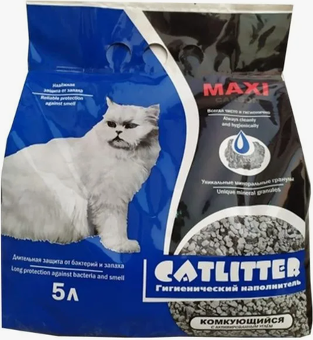 CATLITTER carbon Maxi 5л. комкующийся с активированным углем