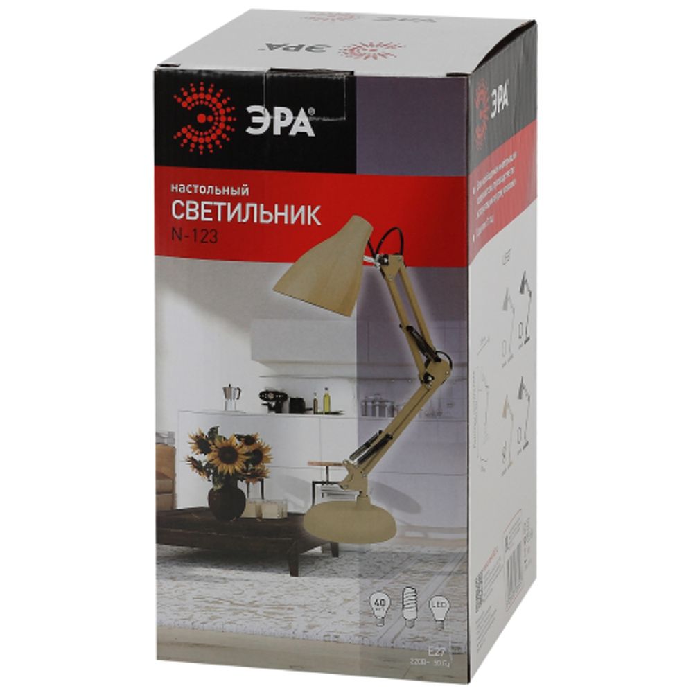 Настольный светильник ЭРА N-123-Е27-40W-BG бежевый