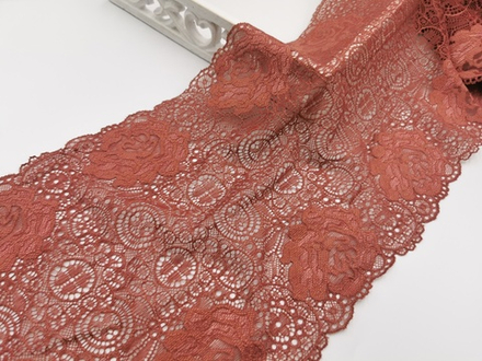 Эластичное кружево, кирпично-коричневый, 20,5 см см, (Арт: EK-2796), м