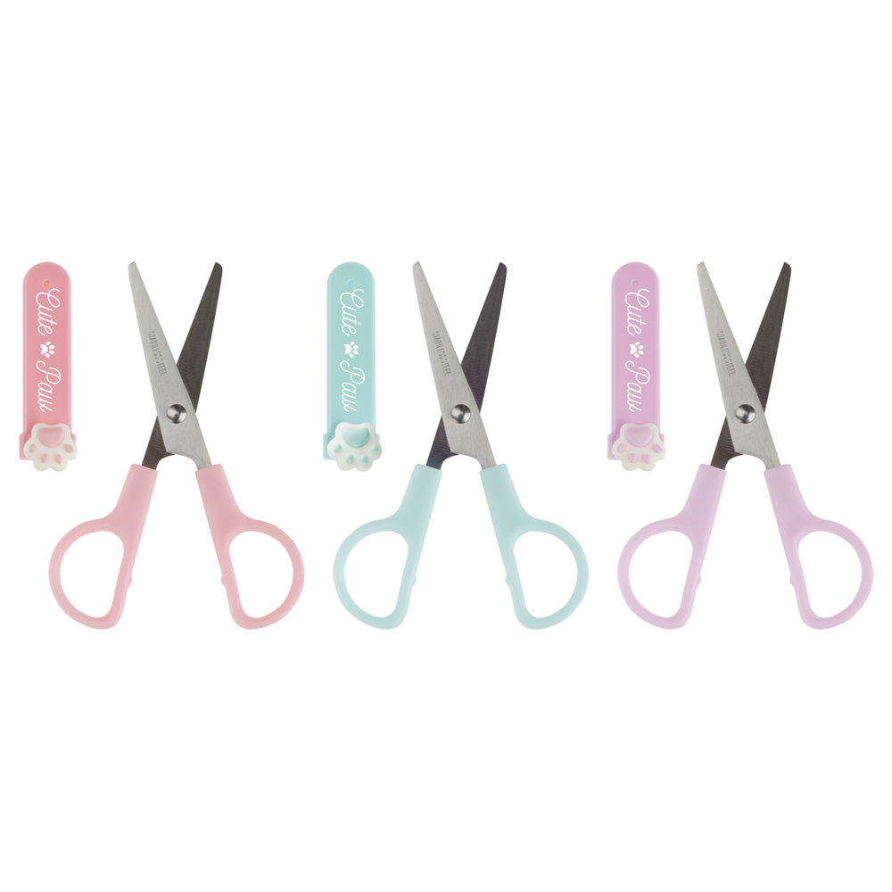 Ножницы детские MESHU "Paw" с топпером, 12см, в футляре, блистер, европодвес, ассорти