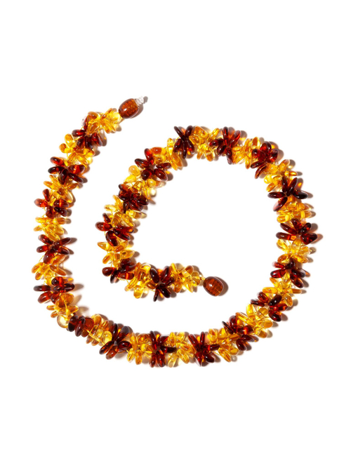 Бусы из цельного янтаря "коса", бусины 7 на 4 мм, длина 45 см