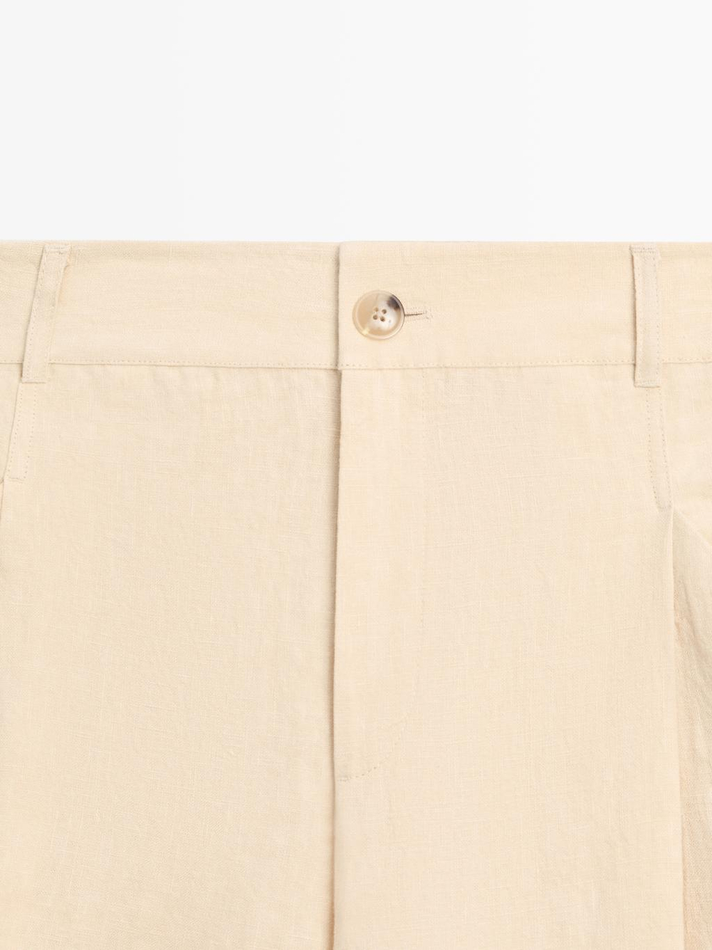 Massimo Dutti Льняные брюки с широкими штанинами и карманами, песочный