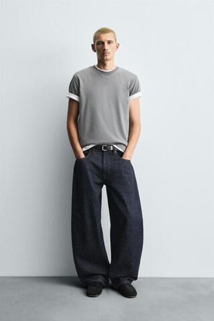 ZARA ДЖИНСЫ BALLOON FIT, ТЕМНО-СИНИЙ