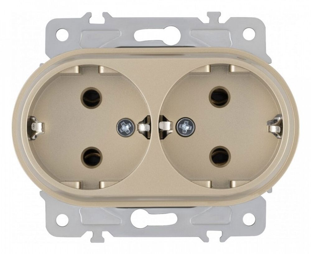Розетка двойная с заземлением, без рамки Arte Milano am-202 202.40-2.shampan