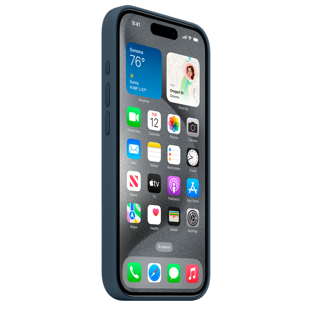 Силиконовый чехол с поддержкой MagSafe Apple Silicone Case для iPhone 15 Pro Max, Storm Blue (Штормовое небо)