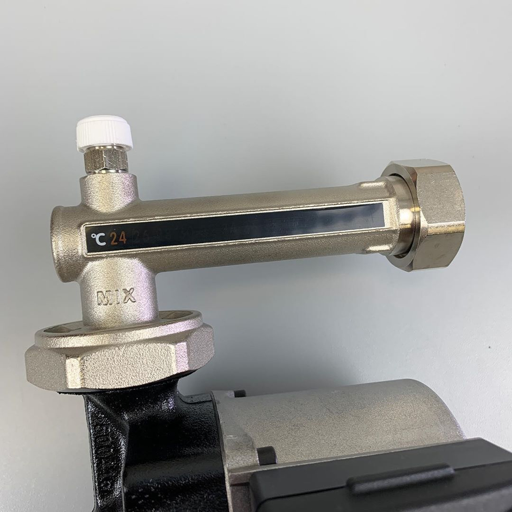 Смесительный узел Stout с термостатическим клапаном 20-43°C, насосом Grundfos UPSO 25-65, никелированный