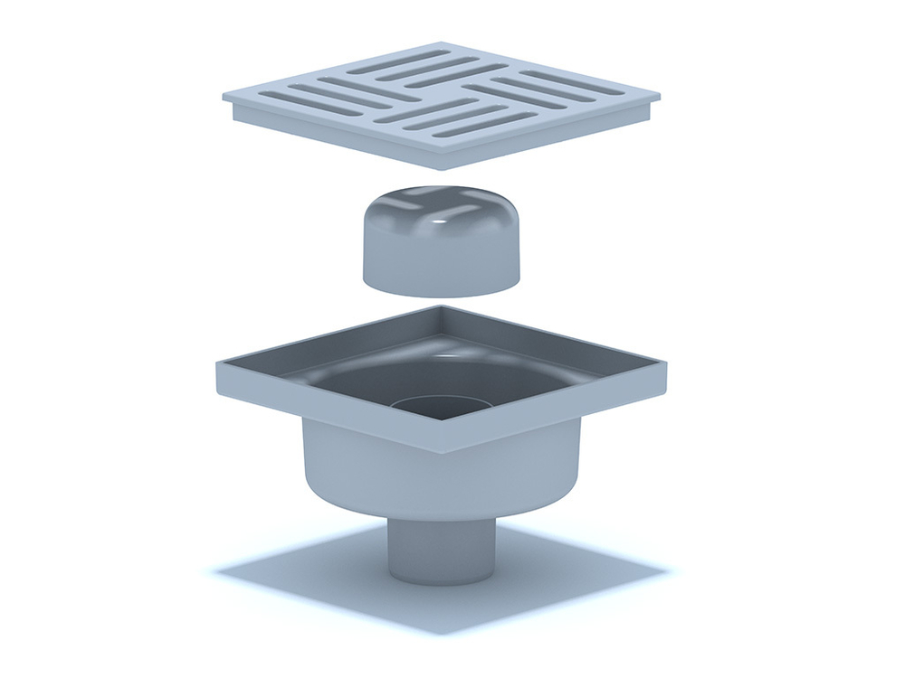 ТРАП ВЕРТ ВЫП 50 РЕШЕТКА ПЛАСТИК 150Х150 ТА5210