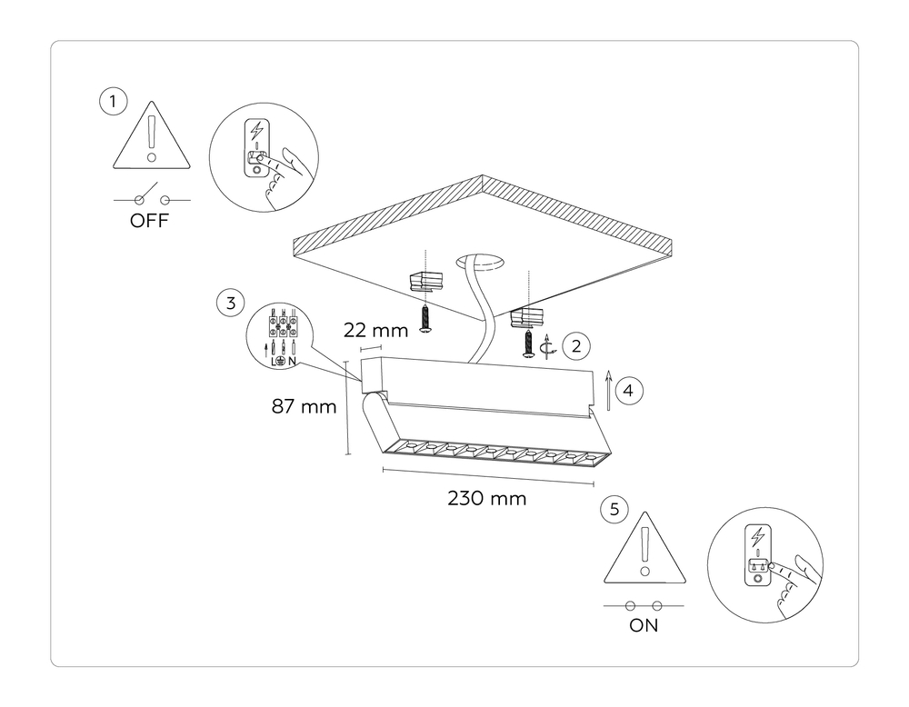 Светильник светодиодный накладной TA1825 WH белый LED 12W 4200K 230*22*87