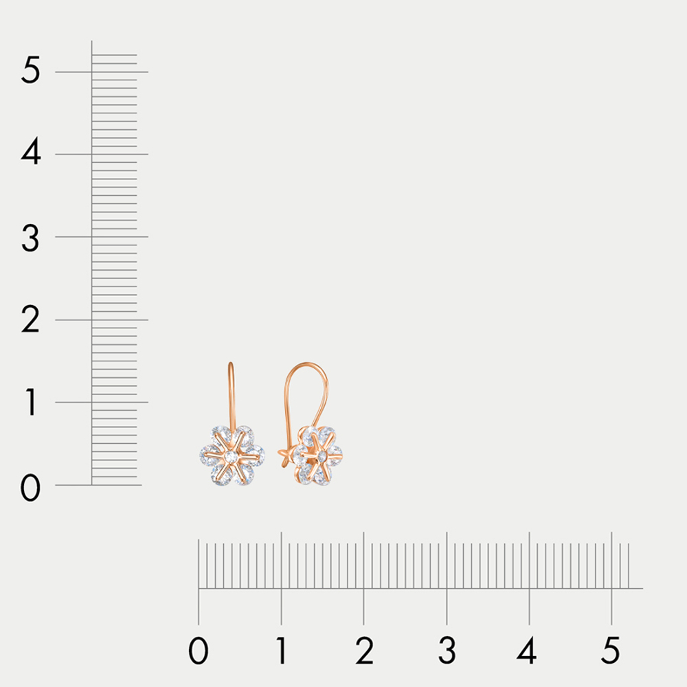 Серьги детские с фианитами из розового золота 585 пробы (арт. 1205181)