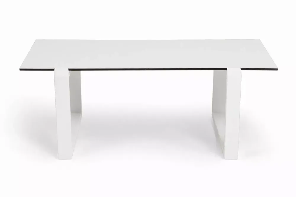 "Варадеро" журнальный стол из HPL 110х60 H43, каркас алюминий белый муар, цвет столешницы "молочный"