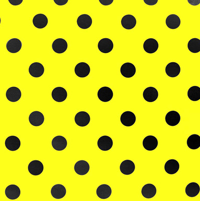 Ткань плательная Кашибо чёрный горох на жёлтом, d 4,2 см