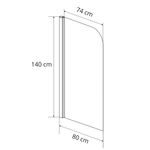 Шторка на ванну MIA, 80x140, левая, профиль золото, стекло с декором, ST-MIA08-LD2GL