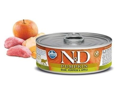 Влажный корм N&D PUMPKIN для кошек с кабаном, тыквой и яблоком 70г