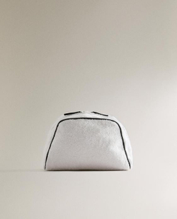 ZARA HOME МАХРОВАЯ КОСМЕТИЧКА С ДЕКОРАТИВНОЙ ОТДЕЛКОЙ, БЕЛЫЙ