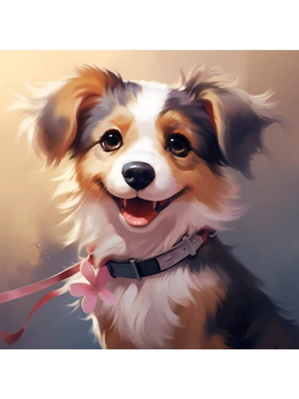 Картина по номерам 30х30см. "Малыши. Счастливый щенок" 20цв. коробка (арт. Х-6327)