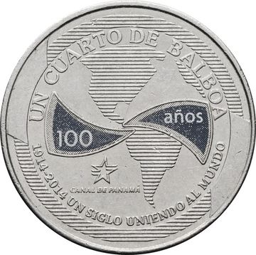 1/4 бальбоа 2016 Панама «100 лет строительству Панамского канала. Век объединяя мир, 1914-2014»