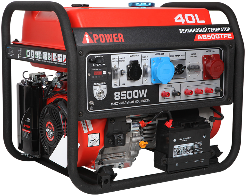 Портативный бензиновый генератор (8.5 кВт) A-iPower A8500TFE