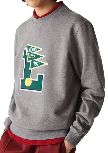 Куртка теннисная Lacoste Men's Pennants L Badge Zippered Cotton Fleece Sweatshirt - grey chine - Gray