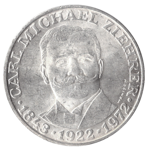 25 шиллингов 1972 год 50 лет со дня смерти композитора и дирижёра Карла Михаэля Цирера, Австрия. AU