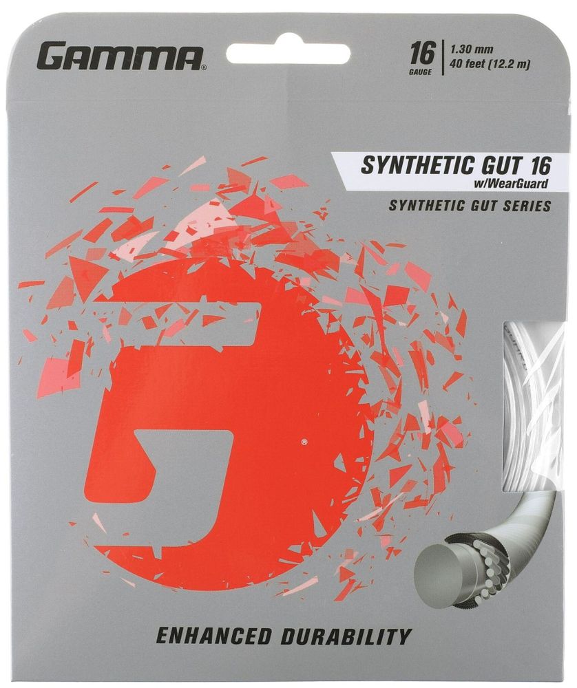 Струны теннисные Gamma Synthetic Gut w/ WearGuard (12,2 m) - white