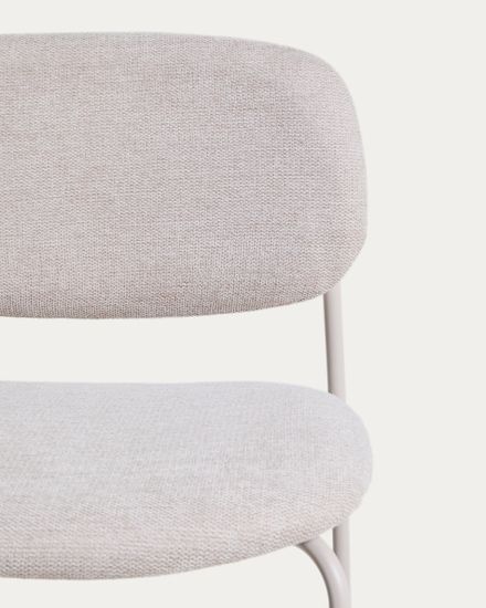 Полубарный стул Meli из бежевой синели с металлическими ножками, 65 см