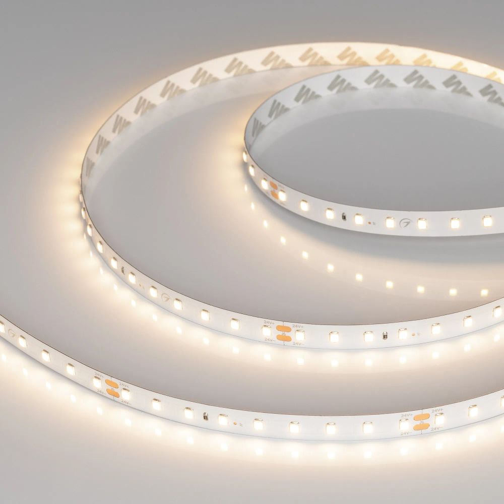 Светодиодная лента RT-A90-10mm 24V Warm3000 (4.8 W/m, IP20, 2835, 5m) (Arlight, высок.эфф.200 лм/Вт) 038778