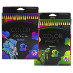 Карандаши цветные акварельные Yalong 18 цв., "Неоновые животные" деревянные, трехгранные, заточенные, кисть, грифель 3.0 мм, картон. уп., европодвес