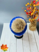 шапка ангора с меховым помпоном зимняя пушистая стильная